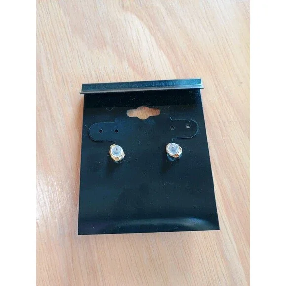 Vintage Bell Earrings Faux Pearl Bow Bell Pierced Holiday Gold White Christmas - Picture 2 of 3